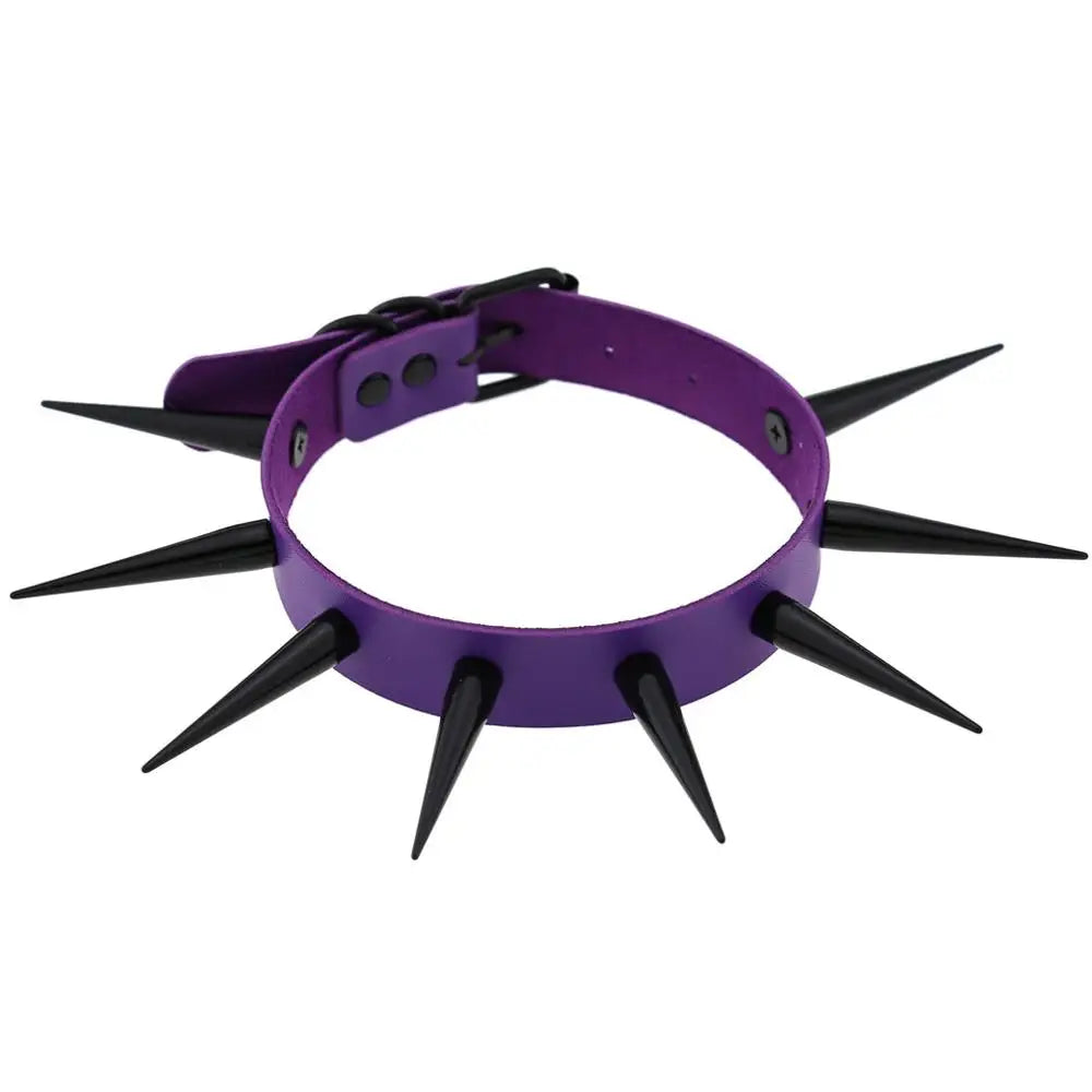 Big Long Spiked Choker Collar – Cool Punk Necklace for Women & Men, Metal Rave Festival Goth Jewelry