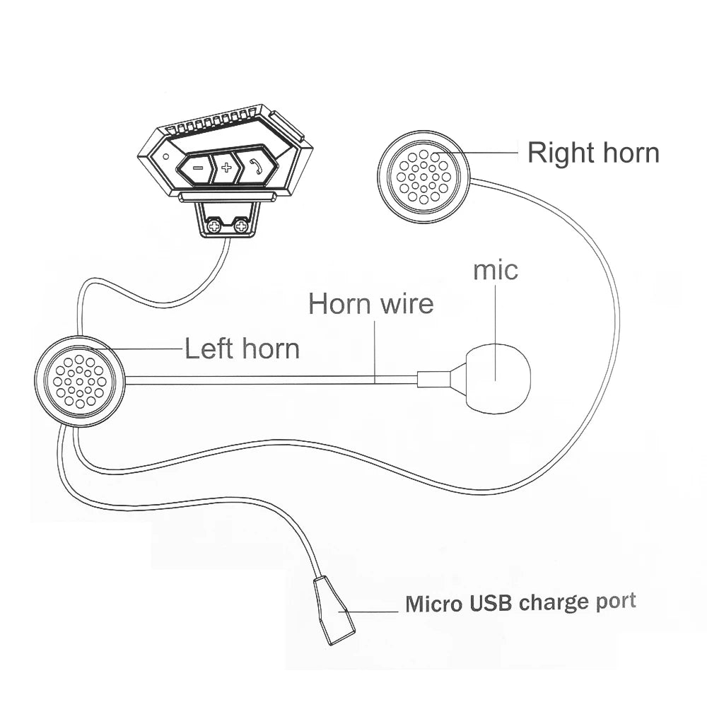 BT12 Motorcycle Helmet Headset - Stereo Bluetooth Earphone, Wireless Hands-Free Mic & Music Player for Motorbike Riders
