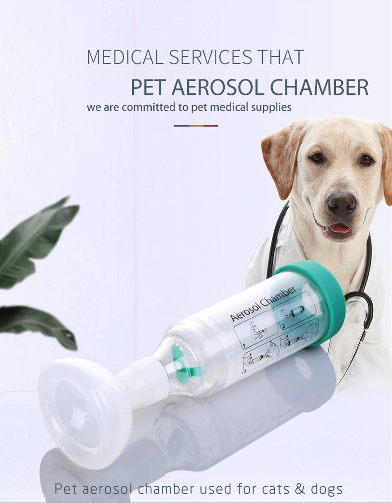 Pet Aerosol Chamber Inhaler — Silicone Mask Spacer for Cats and Dogs