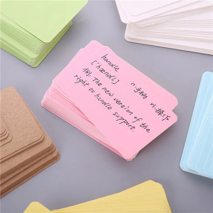 100pcs Kraft Paper Cards – Blank Color Business Cards, Message & Thank You Cards, Writing Labels, Bookmarks & Learning Cards