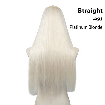 Synthetic U-Part Clip-in Hair Extensions – Long, Straight, Thick Blonde Hairpieces (16, 20, 24 Inch)