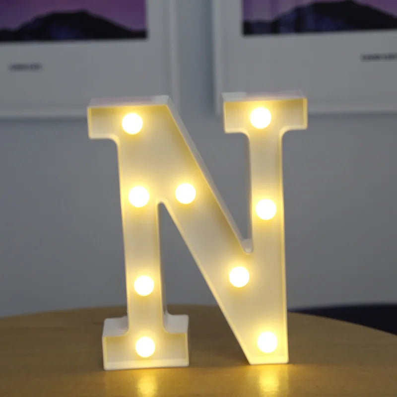 Alphabet & Number LED Lamp Night Light – Warm Battery-Powered Luminous Letter Light for Home, Wedding, Birthday & Party Decoration