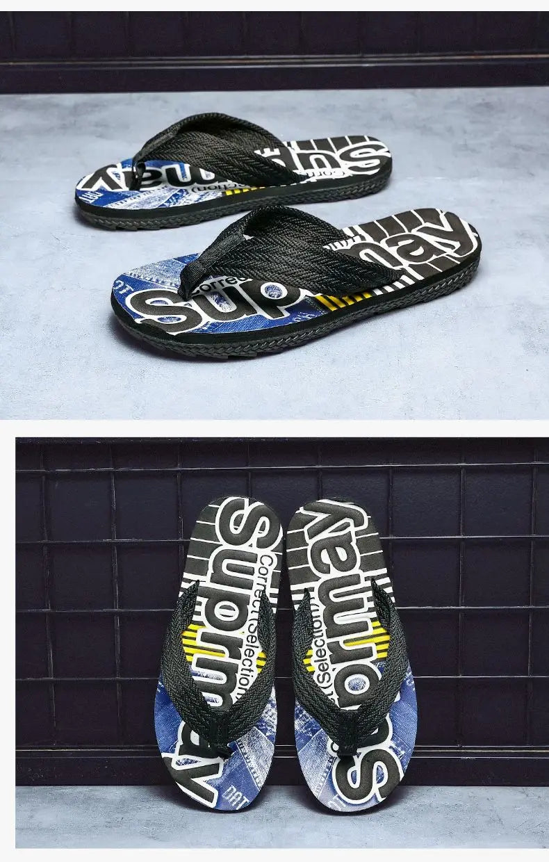 2023 Men’s Flip Flops – Trendy Anti-Skid Casual Beach Slides, Outdoor & Household Sandals