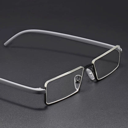 May Flower Anti-Blue Light Reading Glasses – Men’s Half-Frame TR90 Prescription Eyewear +1.75 with Case