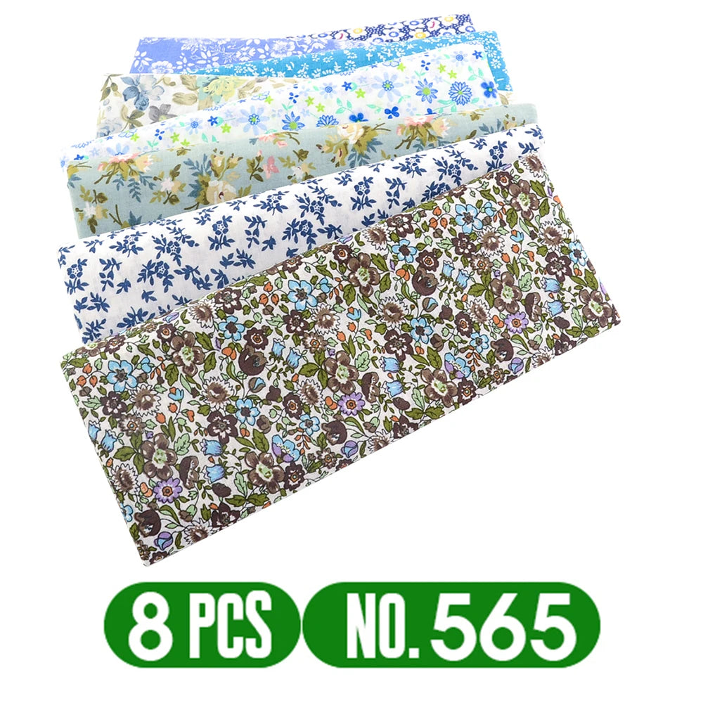 Teramila 7/8 Pcs Patchwork Quilt Fabrics Set - 30x30cm/25x25cm Cotton Sewing Cloth for Needlework and Handmade Projects