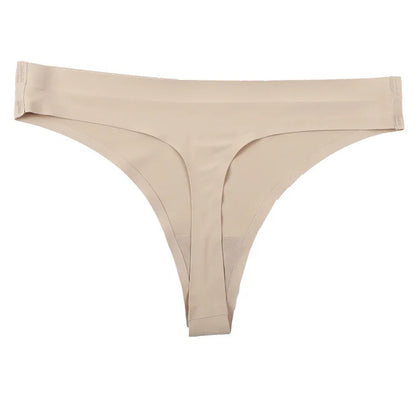3PCS Ice Silk Seamless Thong Set for Women – Solid Low Rise Sexy G-String Sports Underwear, S-XL Sizes