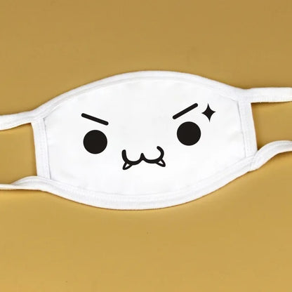 Kawaii Anime Expression Cotton Face Mask – Breathable Smile Mouth Muffle for Unisex Korean Style