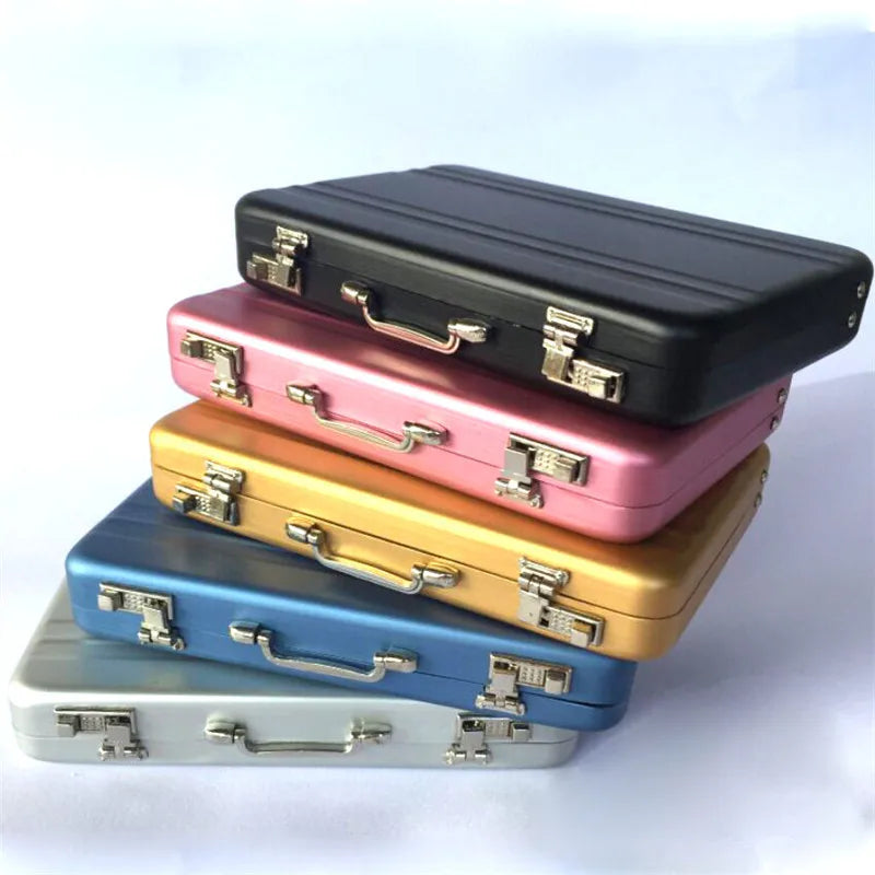 Aluminum Storage Box — Mini Business Card & Credit Card Holder, Rectangle Jewelry Case Organizer