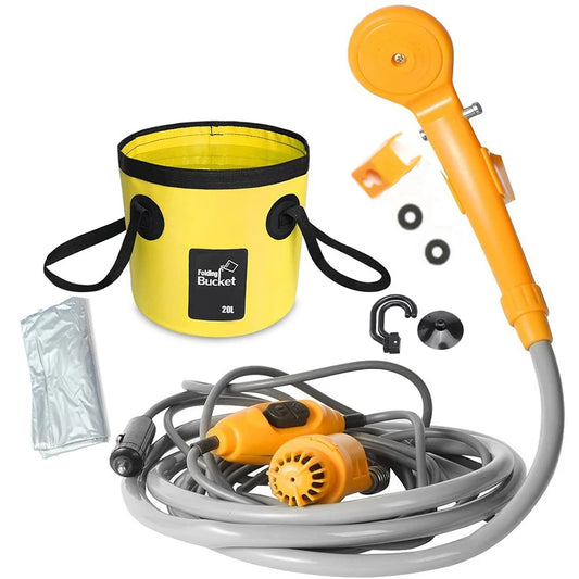 Portable Camping Shower Pump - 12V Car Cigarette Lighter Outdoor Shower for Travel, Plant Watering, Car Cleaning & Pet Bath