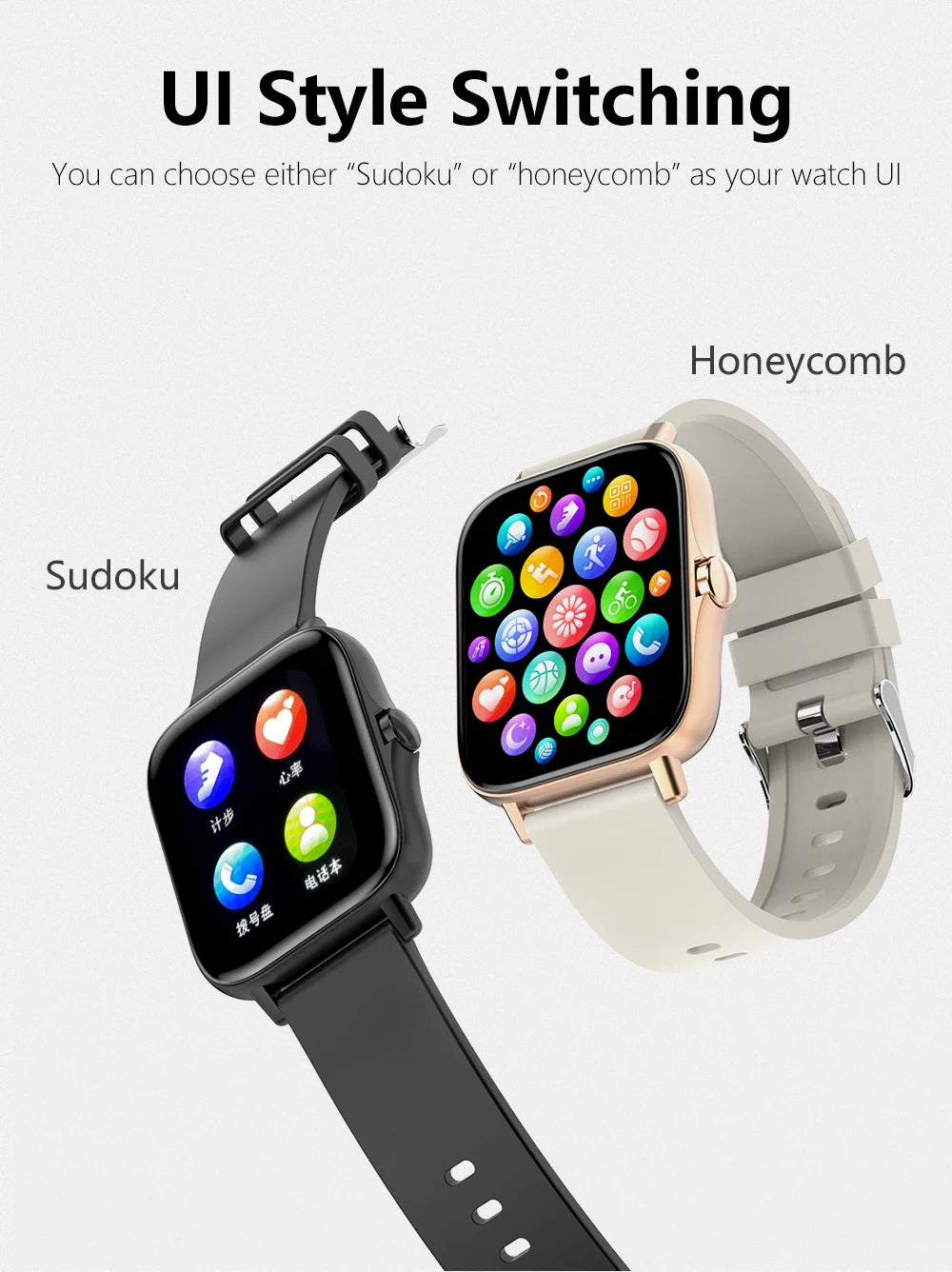 Smartwatch with Full Touch Screen — Call, Message Reminder, Music Control & Multi-Function Fitness Tracker, Compatible with iPhone & Android