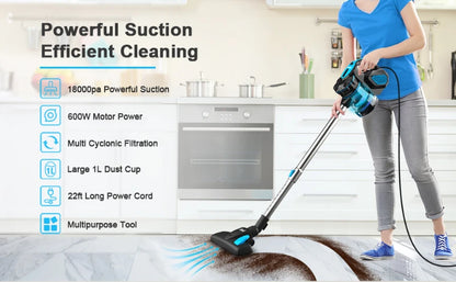 INSE I5 Corded Vacuum Cleaner – 18Kpa Powerful Suction, 600W Motor, Stick & Handheld for Home, Pet Hair & Hard Floors