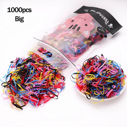 1000pcs Colorful Disposable Rubber Hair Bands for Girls – Small Ponytail Scrunchies, Fashion Hair Accessories Pack