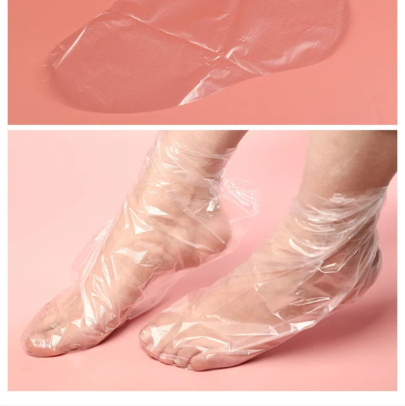100PCS Transparent Disposable Foot Bags for Detox, Pedicure, & Foot Care - Prevent Infection & Chapped Skin, Bath Wipes
