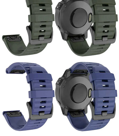 Silicone Quick-Release Watch Bands for Garmin Fenix 3/5/6/7 – 20/22/26mm EasyFit Wrist Strap