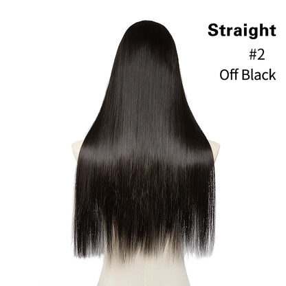 Synthetic U-Part Clip-in Hair Extensions – Long, Straight, Thick Blonde Hairpieces (16, 20, 24 Inch)