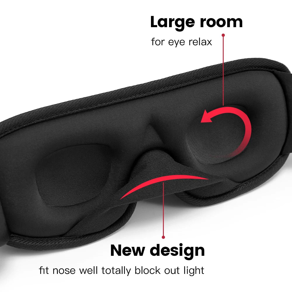 3D Padded Sleep Mask — Soft Eye Shade Blindfold for Blocking Light, Sleeping Aid Eyepatch