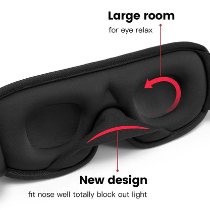 3D Padded Sleep Mask — Soft Eye Shade Blindfold for Blocking Light, Sleeping Aid Eyepatch