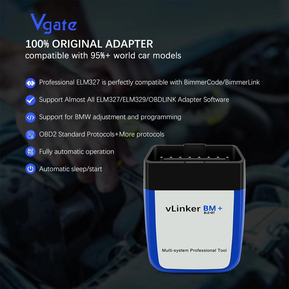 Vgate vLinker BM ELM327 for BMW – WiFi Bluetooth 4.0 OBD2 Car Diagnostic Scanner, Auto Scan Tool, Bimmercode ELM 327 V1.5