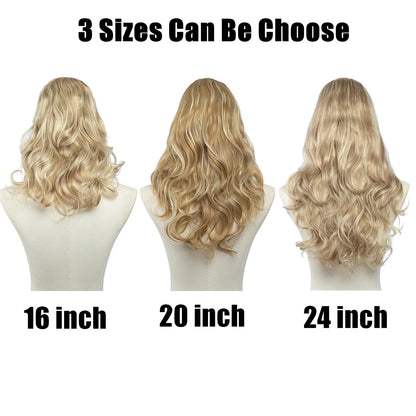 Synthetic U-Part Clip-in Hair Extensions – Long, Straight, Thick Blonde Hairpieces (16, 20, 24 Inch)
