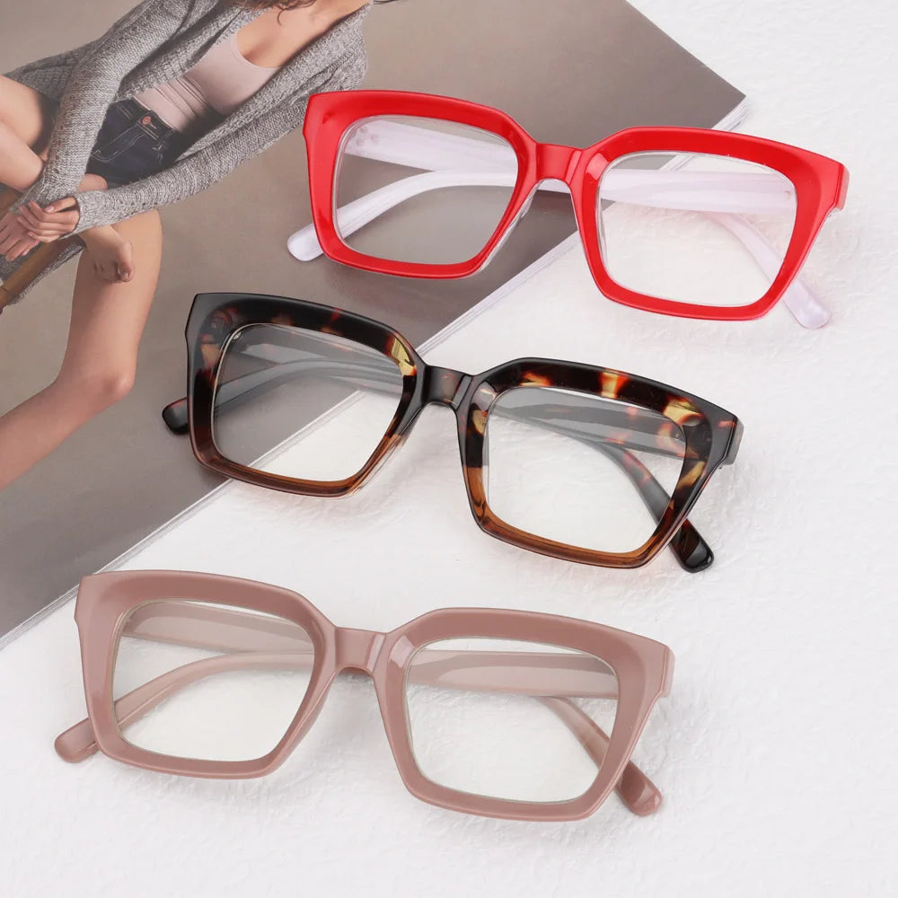 Fashion Square Reading Glasses for Men & Women – Large Frame High-Definition Presbyopia Eyewear, Diopter +1.0 to +4.0