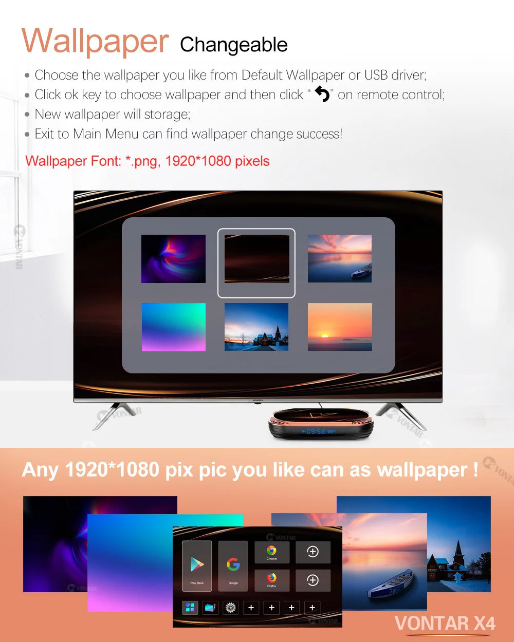 VONTAR X4 Amlogic S905X4 Smart TV Box – Android 11, 4GB RAM, 128GB/32GB/64GB Storage, 4K Media Player, Wifi, BT, AV1