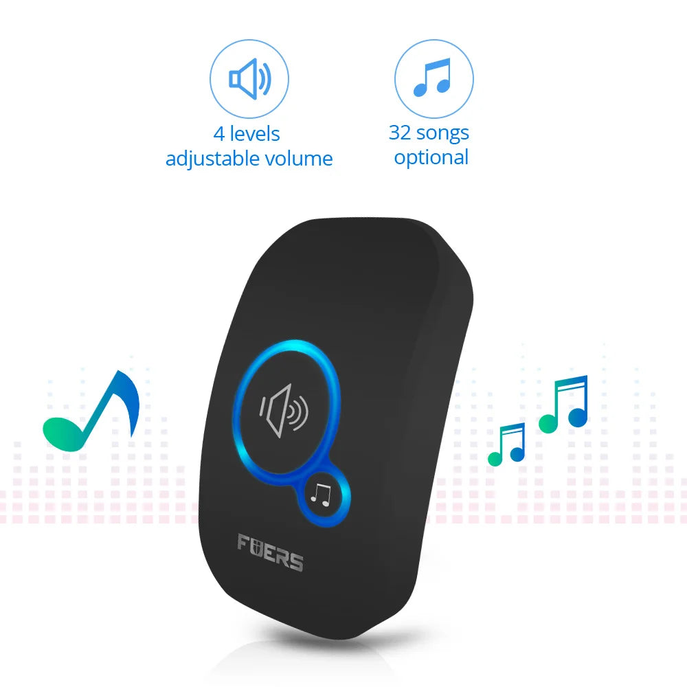 Fuers Wireless Smart Doorbell - Long-Range 150M Home Welcome Bell with 32 Songs, Colorful Chimes and Ringtones