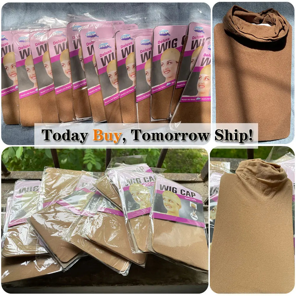24PCS Wig Caps (12 Packs) – Stretchable Nylon Mesh Stocking Hair Nets, Breathable & Free Size for Wigs