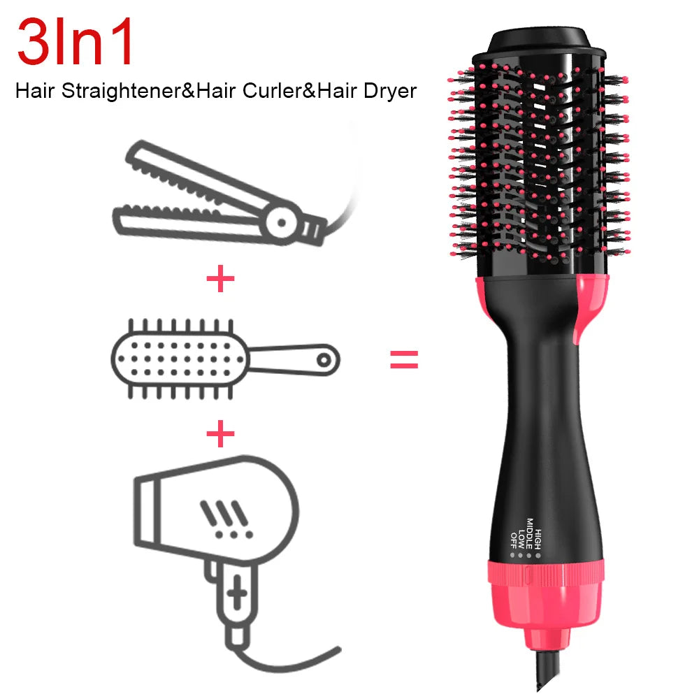 LISAPRO 3-in-1 Hot Air Brush - Professional Hair Dryer, Volumizer & Styling Brush With 1000W One-Step Blow Drying