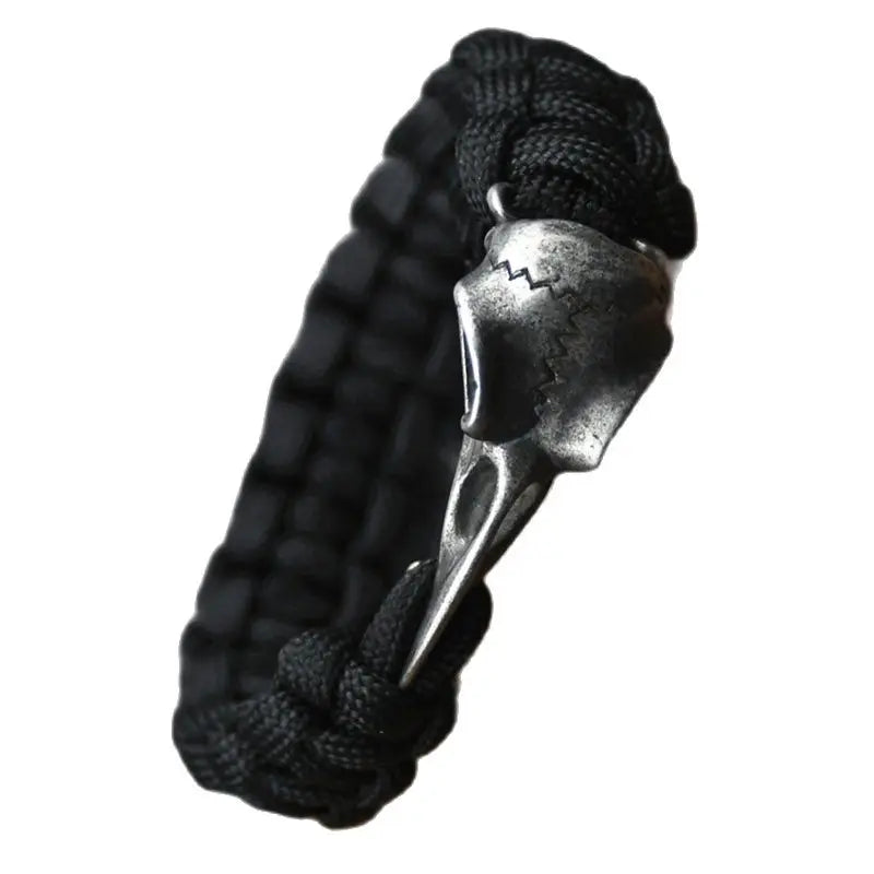 Odin Crow Skeleton Viking Bracelet - Norse Rune Bead Paracord Rope Valknut Eagle Pendant Amulet Jewelry Gift