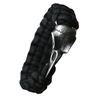 Odin Crow Skeleton Viking Bracelet - Norse Rune Bead Paracord Rope Valknut Eagle Pendant Amulet Jewelry Gift