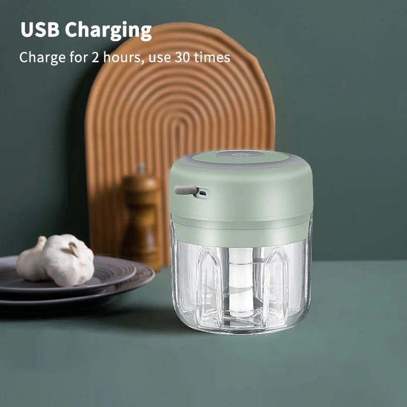 HiPiCok Electric Meat Grinder & Garlic Crusher | Mini Food Chopper & Vegetable Masher Machine - USB Kitchen Gadget