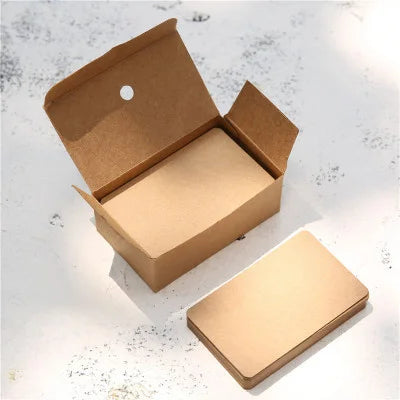 100pcs Kraft Paper Cards – Blank Color Business Cards, Message & Thank You Cards, Writing Labels, Bookmarks & Learning Cards