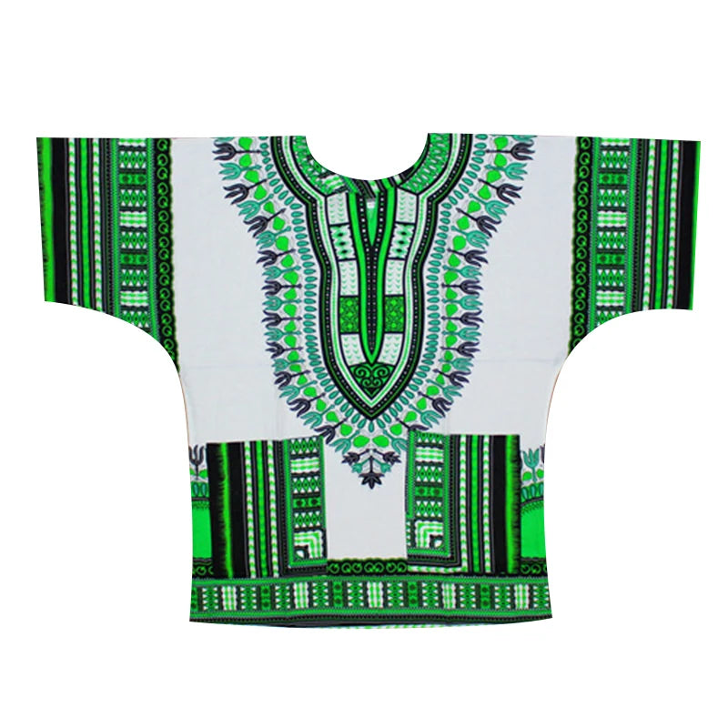 African Dashiki Cotton T-Shirt - Traditional Printed Unisex Fashion Top with Vibrant Ethnic Style Design