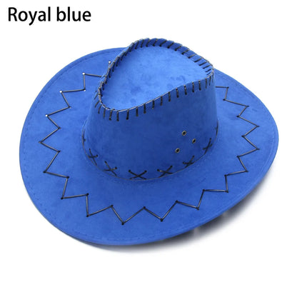 Western Cowboy Hat – Faux Leather Fedora for Men, Women & Kids, Wide Brim Beach & Travel Cap in Black, White & Pink