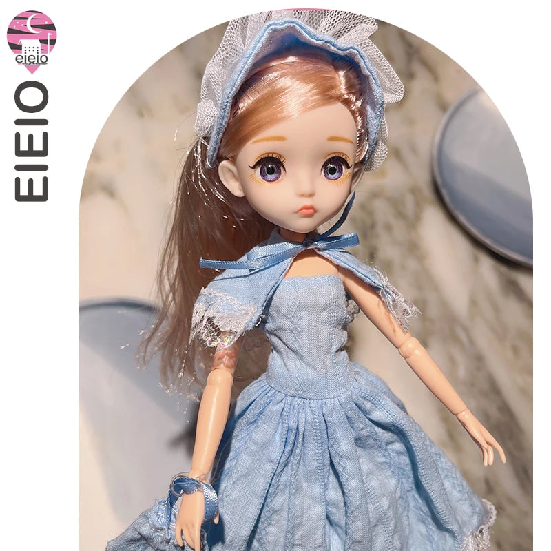 Slim 26cm BJD Doll for Girls – 13 Movable Joints with Princess Outfit, Blue Eyes & Eyelash Accessories