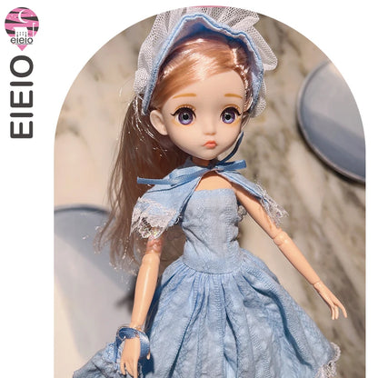 Slim 26cm BJD Doll for Girls – 13 Movable Joints with Princess Outfit, Blue Eyes & Eyelash Accessories
