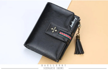 Fashion Small Leather Wallet for Women — Stylish Zipper & Hasp Card Holder, High-Quality Short Credit Card Purse