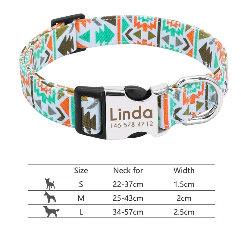 Adjustable Nylon Dog & Cat Collar – Personalized ID Collar with Engraved Name Buckle, Anti-Lost for Small, Medium & Large Pets
