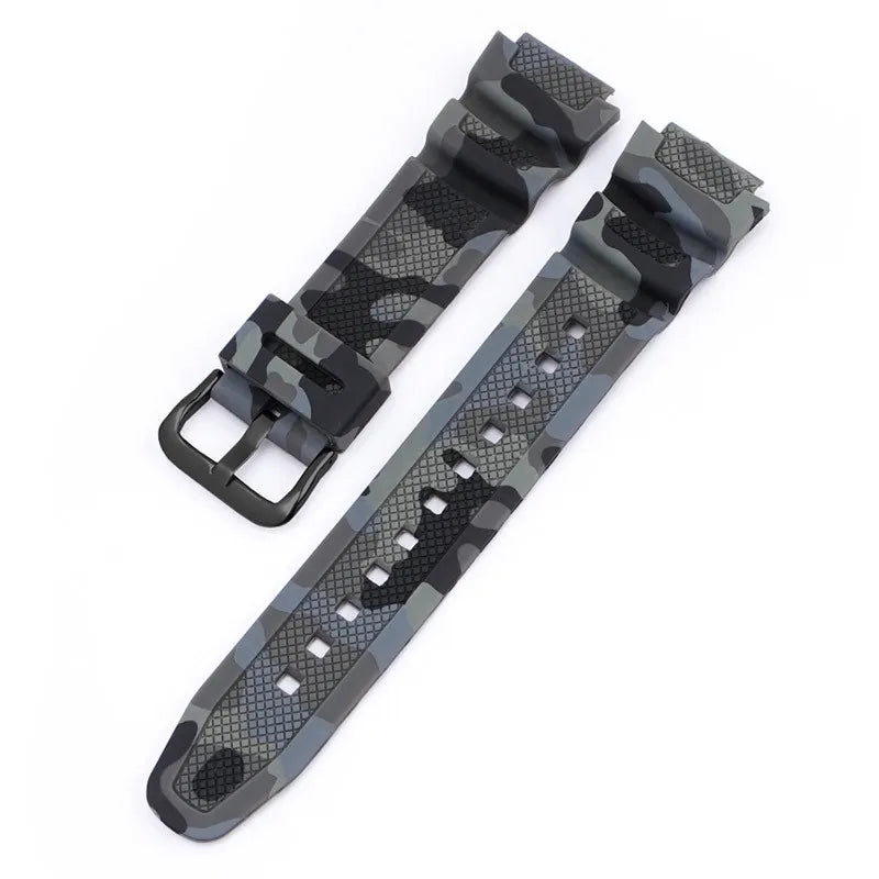 18mm Camouflage Silicone Watch Strap for Casio G-Shock AQ-S810W AE-1000W AE-1200/1300 SGW-300 W-215 F-108 - Sport Replacement Band