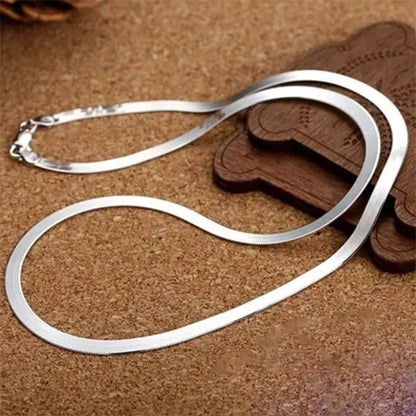 925 Sterling Silver 4MM Blade Chain Necklace – Luxury Jewelry for Men & Women, Wedding & Holiday Gift