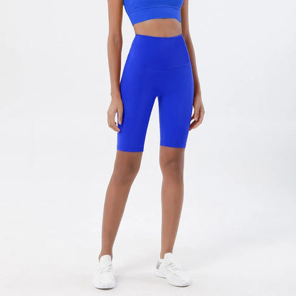 SOISOU Women’s High Waist Nylon Sports Shorts – Breathable No-Show Seamless Yoga, Gym & Cycling Fitness Shorts (24 Colors)