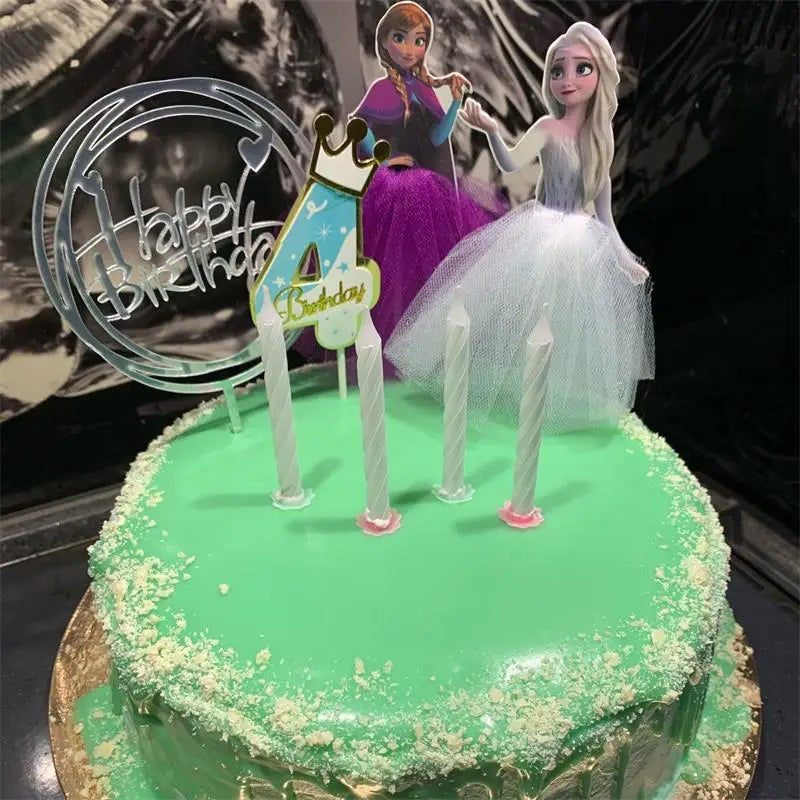 Disney Princess Cake Decoration - Frozen Cake Cupcake Toppers & Cake Flag for Birthday Parties and Baby Showers