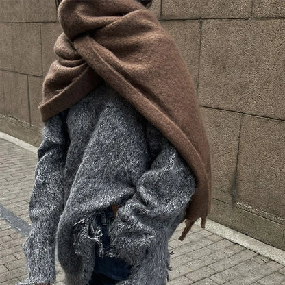 Luxury Women’s Winter Scarf – Cashmere Pashmina Shawl Wrap, Thick Soft Solid Tassel Scarf Long Stole