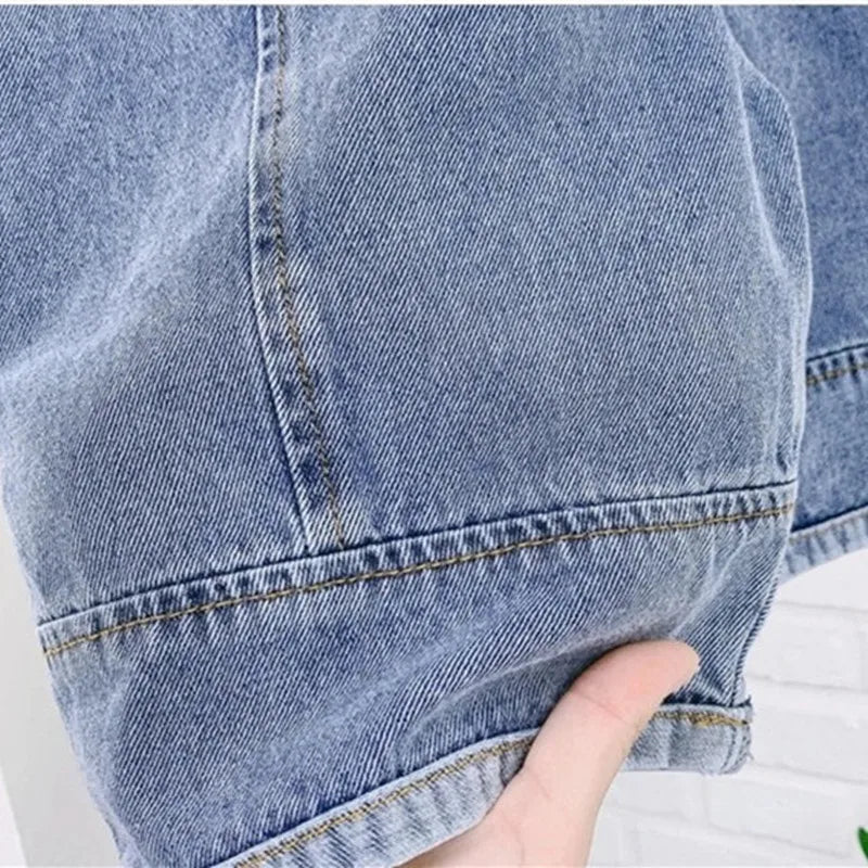 2024 Autumn Kids Denim Overalls – Loose Casual Bib Pants for Boys & Girls 1-7Y Spring Fall Outwear
