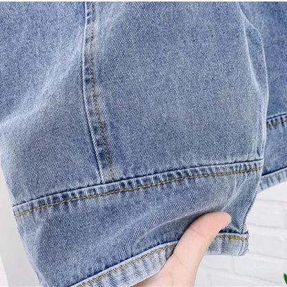 2024 Autumn Kids Denim Overalls – Loose Casual Bib Pants for Boys & Girls 1-7Y Spring Fall Outwear