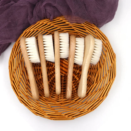 Natural Baby Hair Brush Set - Soft Wool Brush and Beech Wooden Comb for Kids Hair Care