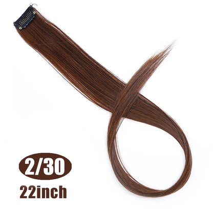 BUQI Straight Clip-In Colored Hair Extensions – Rainbow Synthetic Hair Streaks in Pink, Orange, White & Purple