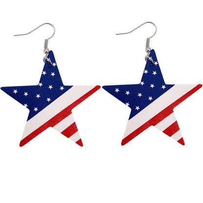 American Flag Leather Earrings - Star Stripe Teardrop Statement Jewelry for Independence Day & Patriotic Style