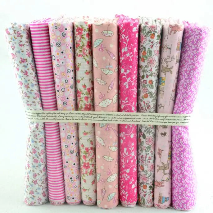 African Ankara Cotton Fabric - 9-Piece 50x50CM Floral Patchwork Sewing Tilda Cloth Fabric Set