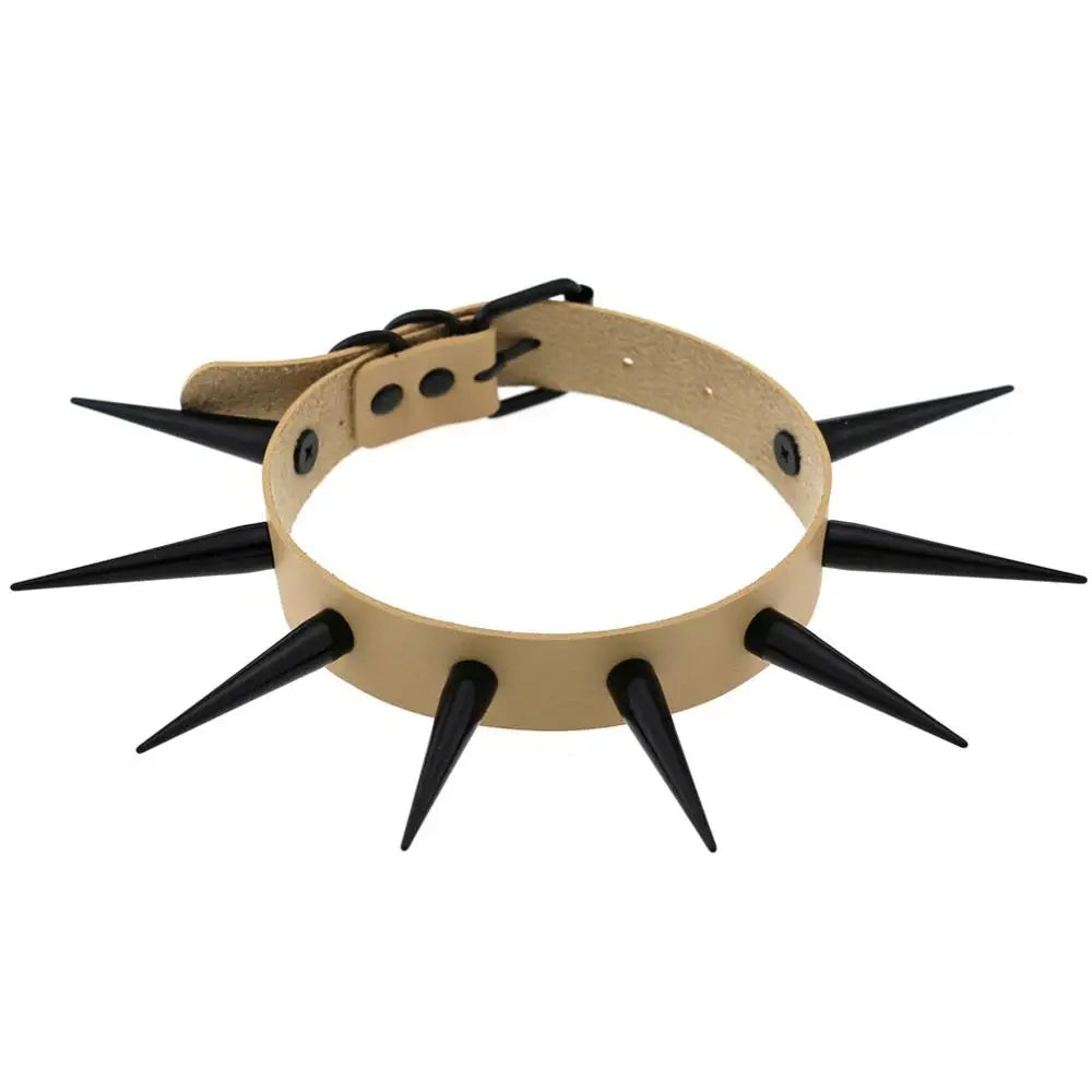 Big Long Spiked Choker Collar – Cool Punk Necklace for Women & Men, Metal Rave Festival Goth Jewelry